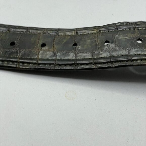 Carlisle Vintage Mock Crocodile Brown Leather Covered Buckle Wide Waist Belt LG main image 7